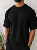 Black Oversized T-Shirt for Men | 240 GSM Heavyweight Cotton | Relaxed Fit Streetwear | JOHA