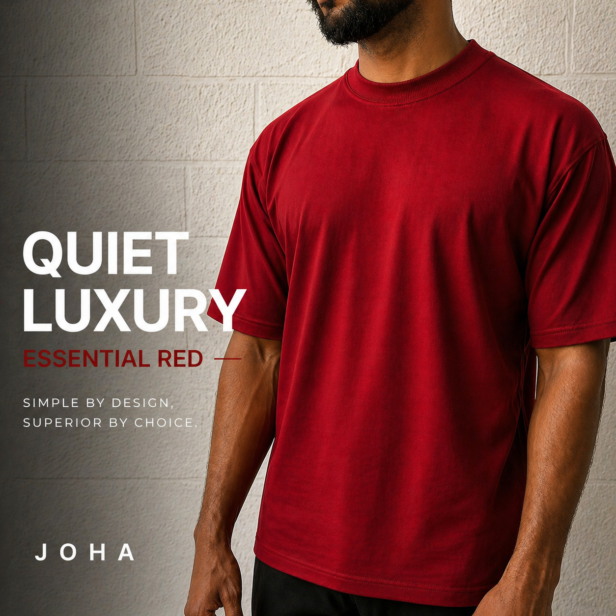 Red Oversized T-Shirt for Men | 240 GSM Heavyweight Cotton | Relaxed Fit Streetwear | JOHA