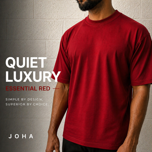 Red Oversized T-Shirt for Men | 240 GSM Heavyweight Cotton | Relaxed Fit Streetwear | JOHA