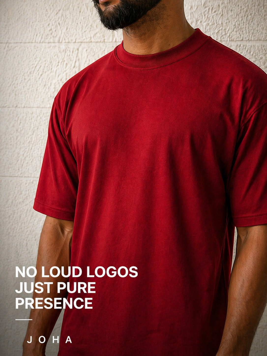 Red Oversized T-Shirt for Men | 240 GSM Heavyweight Cotton | Relaxed Fit Streetwear | JOHA