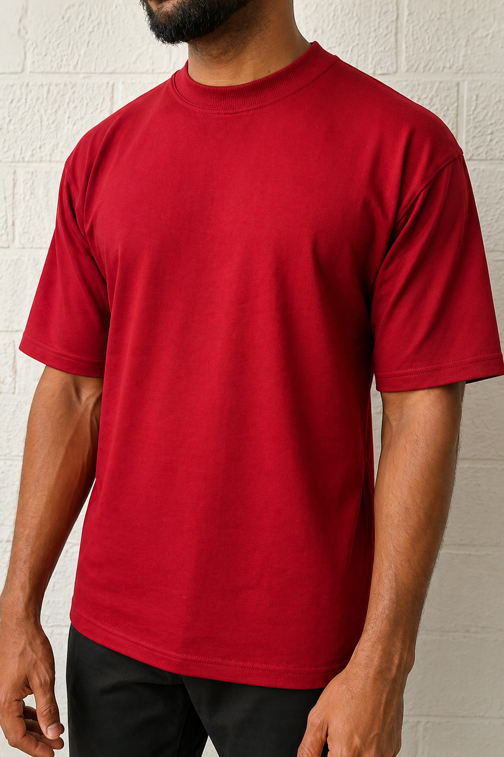 Red Oversized T-Shirt for Men | 240 GSM Heavyweight Cotton | Relaxed Fit Streetwear | JOHA