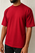Red Oversized T-Shirt for Men | 240 GSM Heavyweight Cotton | Relaxed Fit Streetwear | JOHA