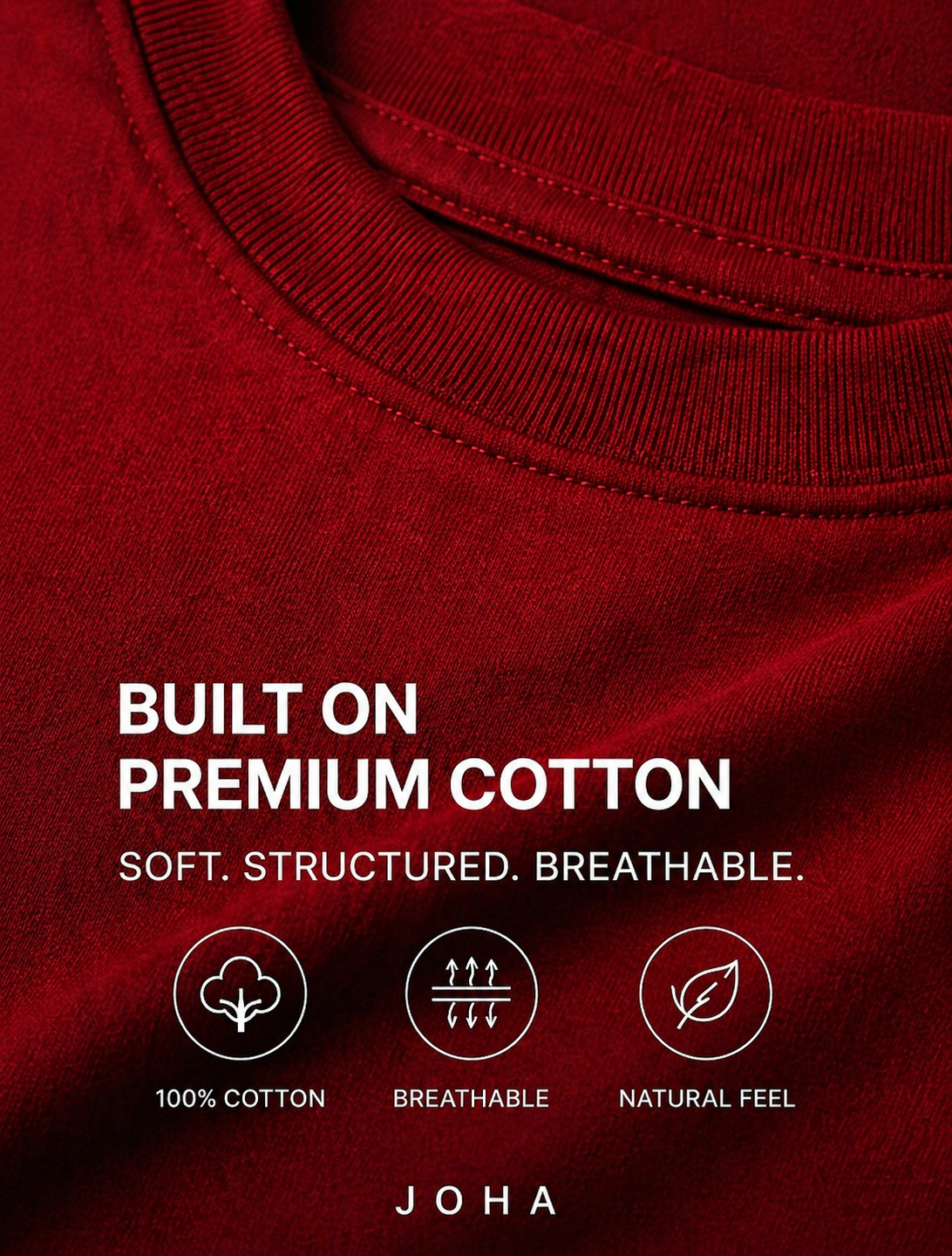 Red Oversized T-Shirt for Men | 240 GSM Heavyweight Cotton | Relaxed Fit Streetwear | JOHA